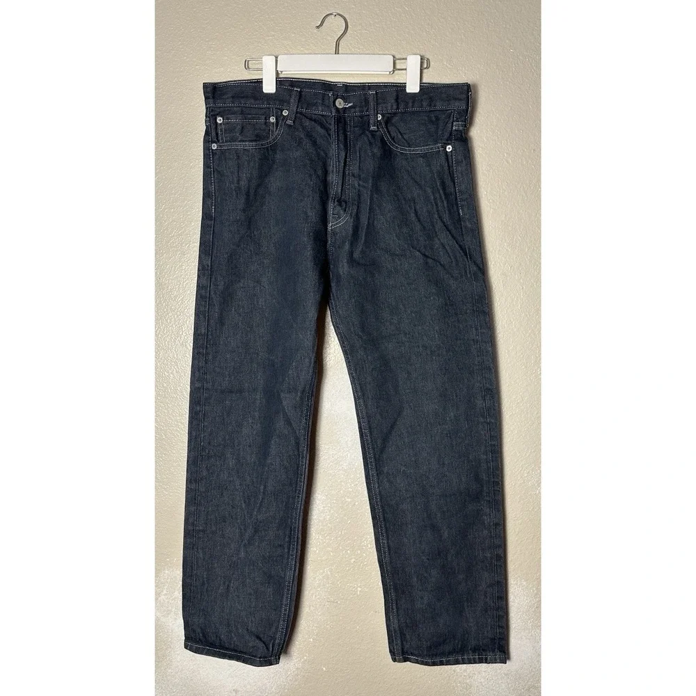 Levi's 562 Dark Wash Jeans 34x30 Button Fly Loose Tapered Fit 100% Cotton